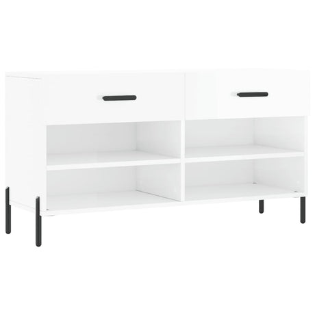 Vidaxx banc à chaussures 102x35x55 cm bois fini blanc brillant