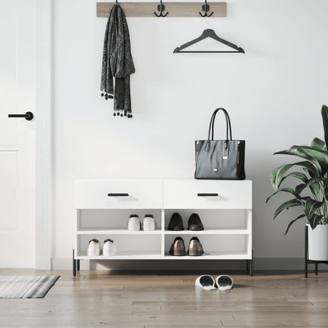Vidaxx banc à chaussures 102x35x55 cm bois fini blanc brillant