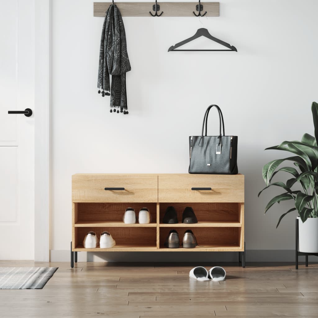 VidaXL banc à chaussures 102x35x55 cm bois d'ingénierie couleur chêne sonoma