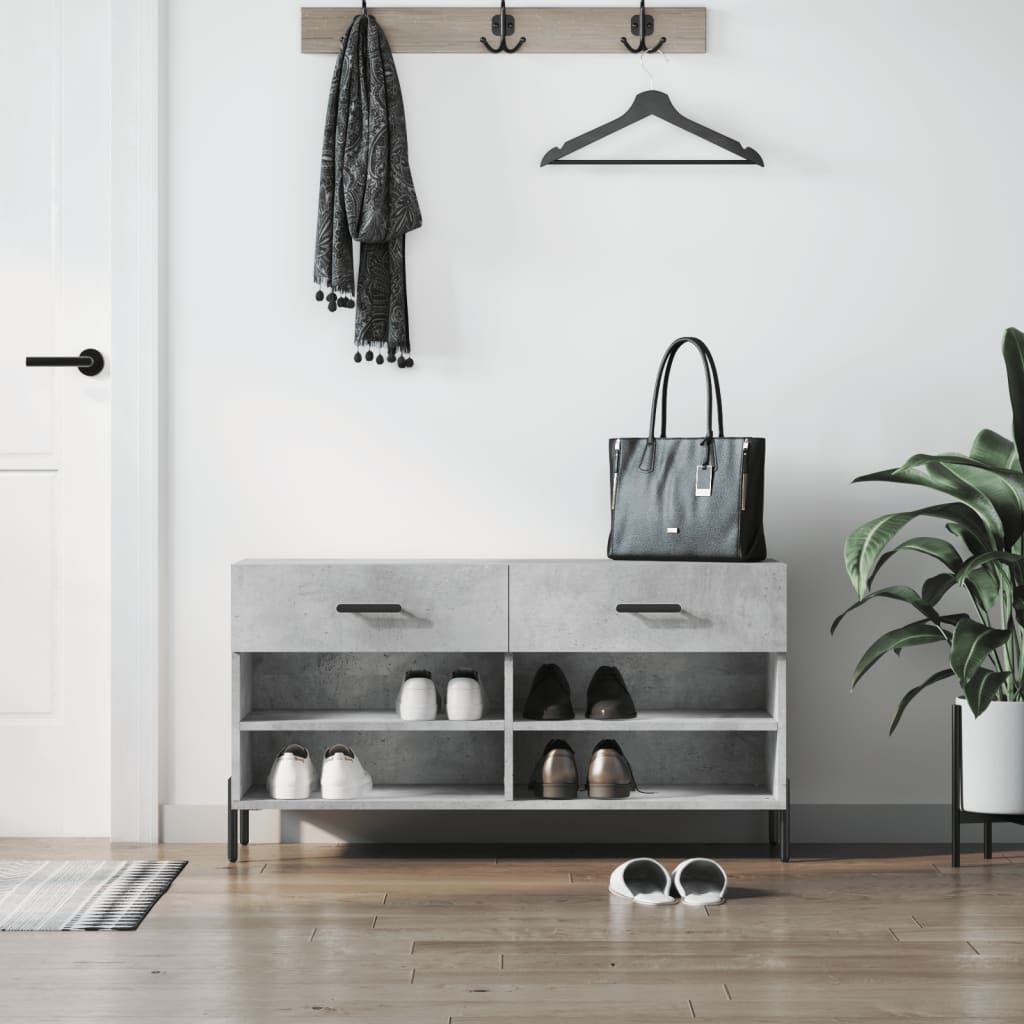 Vidaxx banc à chaussures 102x35x55 cm bois d'ingénierie béton gris
