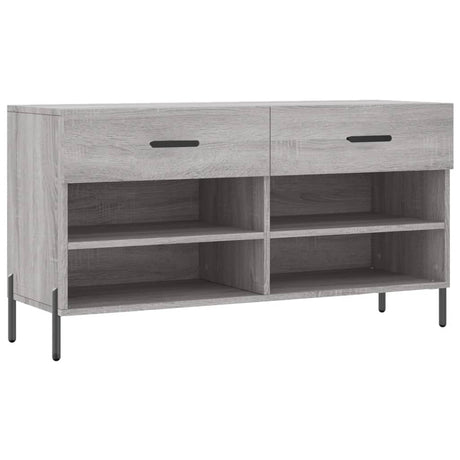 Canapé à chaussures Vidaxl 102x35x55 cm en bois de bois de bois de chêne Gris sonoma