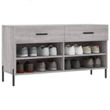 Canapé à chaussures Vidaxl 102x35x55 cm en bois de bois de bois de chêne Gris sonoma