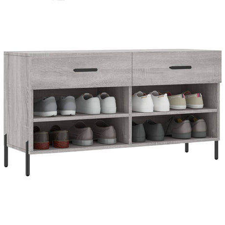 Canapé à chaussures Vidaxl 102x35x55 cm en bois de bois de bois de chêne Gris sonoma