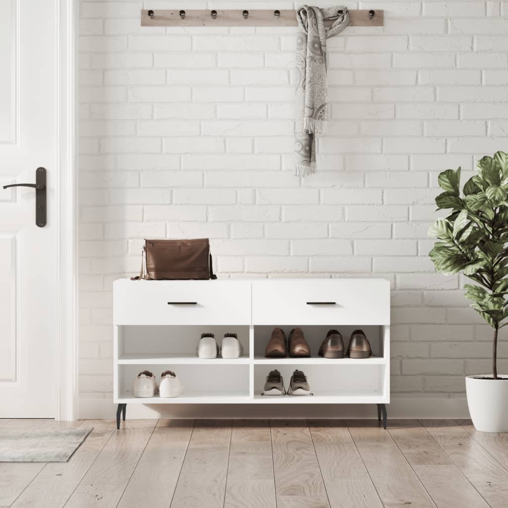 Vidaxx banc à chaussures 102x35x55 cm bois d'ingénierie blanc
