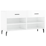 Canapé à chaussures vidaxl 102x35x55 cm bois transformé en bois haut brillant blanc