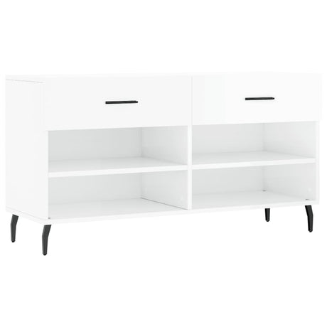 Canapé à chaussures vidaxl 102x35x55 cm bois transformé en bois haut brillant blanc