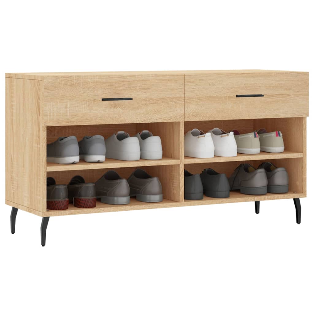 Canapé de chaussure vidaxl 102x35x55 cm en bois de bois de bois de chêne sonoma coloré