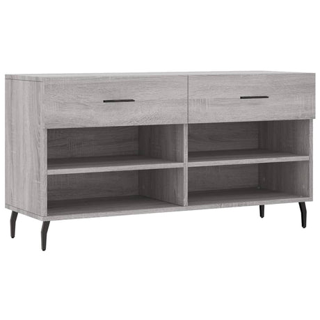 Canapé à chaussures Vidaxl 102x35x55 cm en bois de bois de bois de chêne Gris sonoma