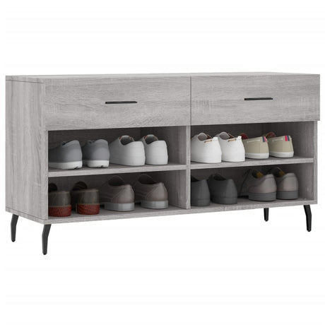 Canapé à chaussures Vidaxl 102x35x55 cm en bois de bois de bois de chêne Gris sonoma
