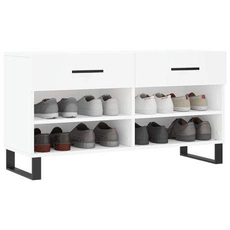 Canapé de chaussure vidaxl 102x35x55 cm en bois transformé blanc