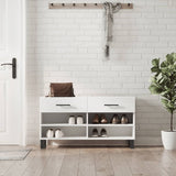 Canapé de chaussure vidaxl 102x35x55 cm en bois transformé blanc