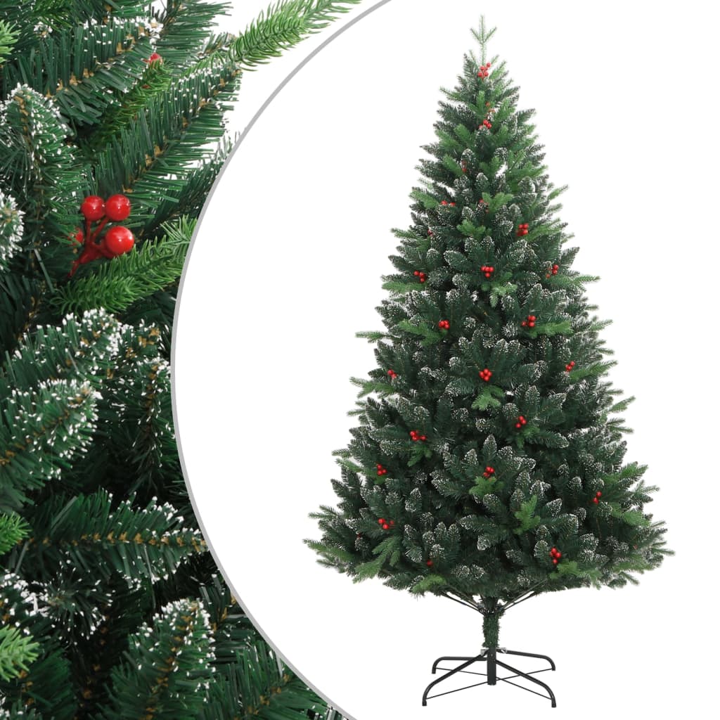 Vidaxl Kunstkerstboom avec des charnières et des baies rouges 150 cm