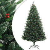 Vidaxl sapin de Noël artificiel avec charnières et baies rouges 180 cm