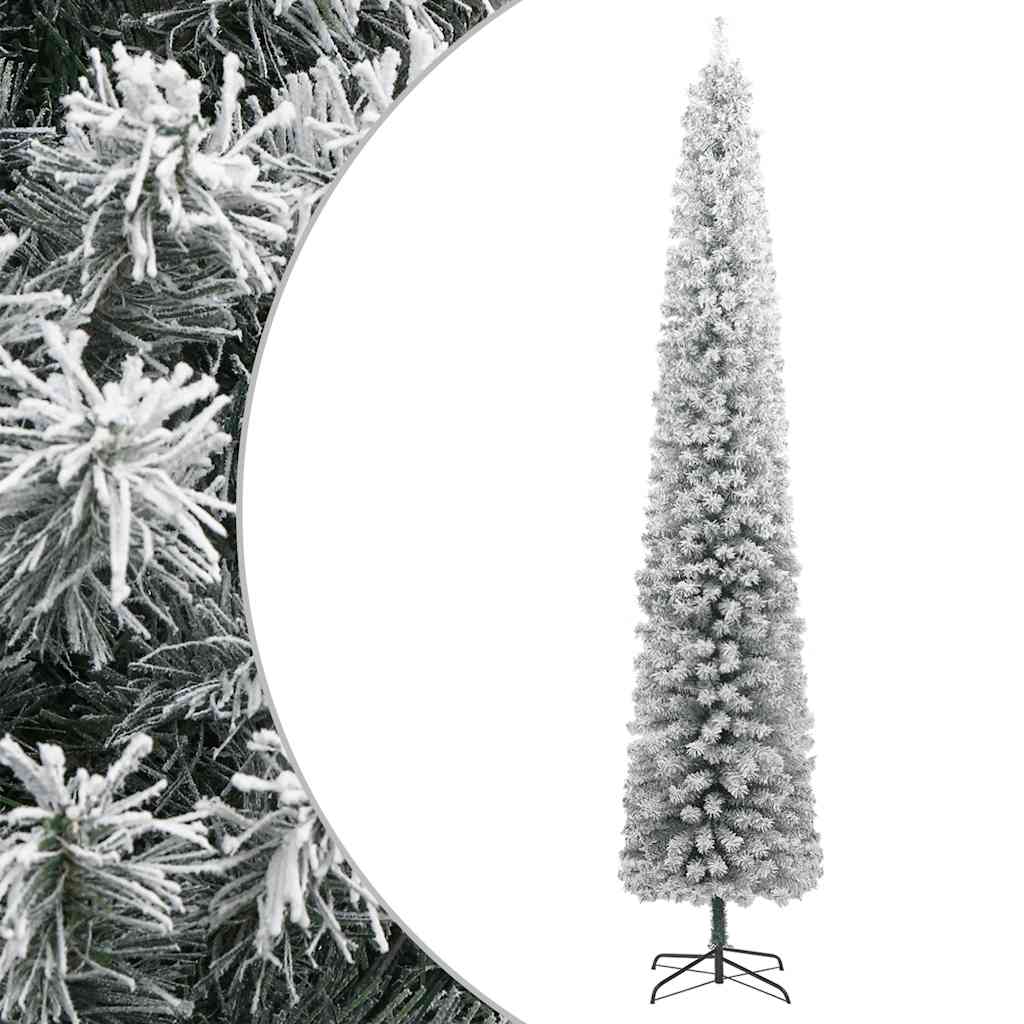 Vidaxx sapin de Noël artificiel étroit avec support et neige 300 cm PVC