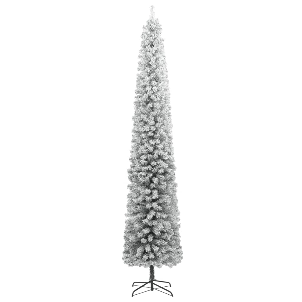 Vidaxx sapin de Noël artificiel étroit avec support et neige 300 cm PVC