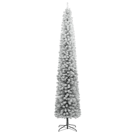 Vidaxx sapin de Noël artificiel étroit avec support et neige 300 cm PVC