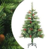 Vidaxl kunstkerstboom avec charnières pins et baies 120 cm