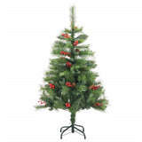 Vidaxl kunstkerstboom avec charnières pins et baies 120 cm