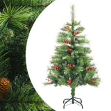 Vidaxl sapin de Noël artificiel avec charnières pommes de pin et baies 150 cm