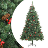 Vidaxl kunstkerstboom avec charnières pins et baies 180 cm