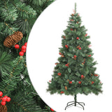 Vidaxl sapin de Noël artificiel avec charnières pommes de pin et baies 240 cm