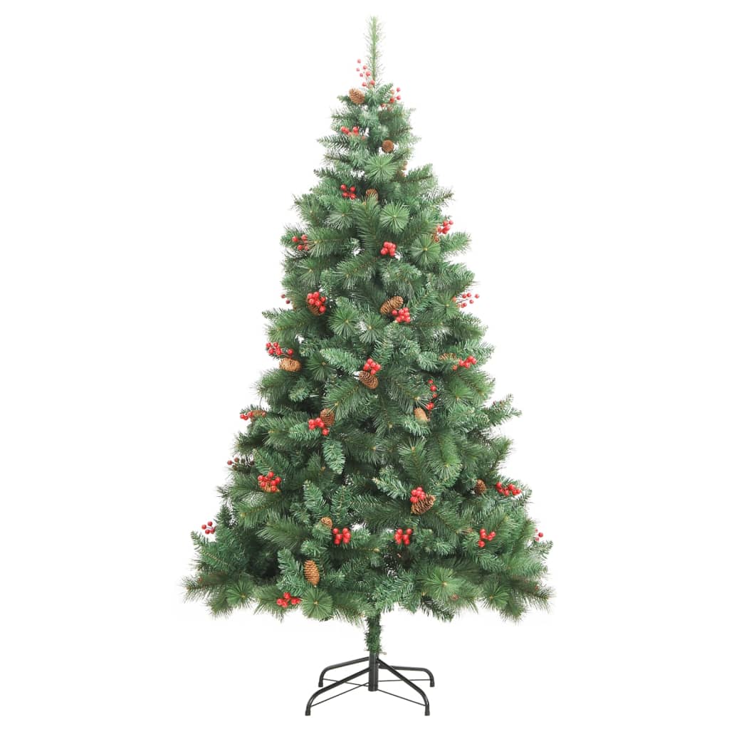 Vidaxl sapin de Noël artificiel avec charnières pommes de pin et baies 240 cm
