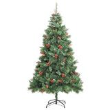Vidaxl sapin de Noël artificiel avec charnières pommes de pin et baies 240 cm