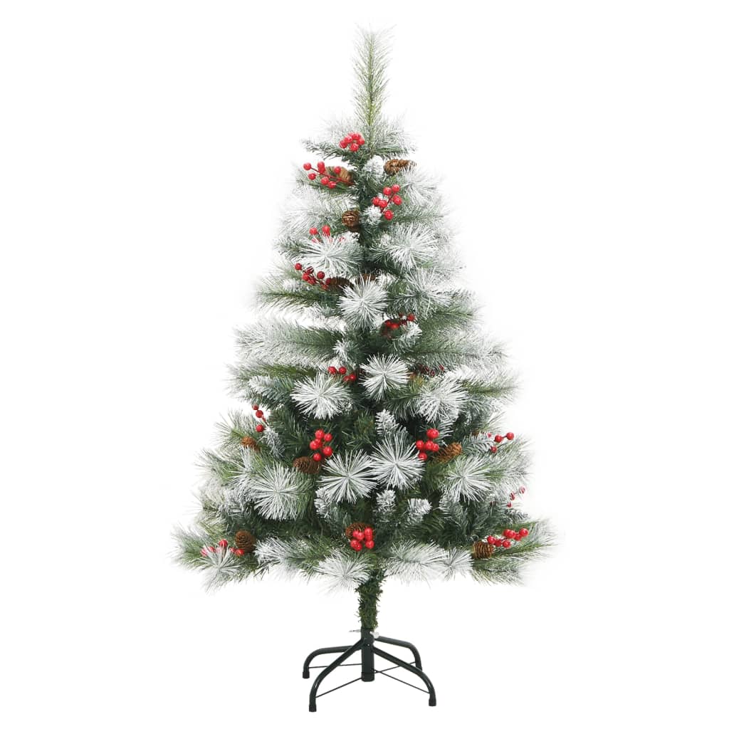 VidaXL Sapin de Noël artificiel avec charnières pommes de pin et baies 120 cm