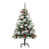 VidaXL Sapin de Noël artificiel avec charnières pommes de pin et baies 120 cm