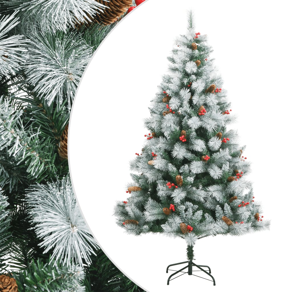 VidaXL Sapin de Noël artificiel avec charnières pommes de pin et baies 180 cm