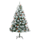 VidaXL Sapin de Noël artificiel avec charnières pommes de pin et baies 180 cm