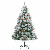 VidaXL Sapin de Noël artificiel avec charnières pommes de pin et baies 210 cm