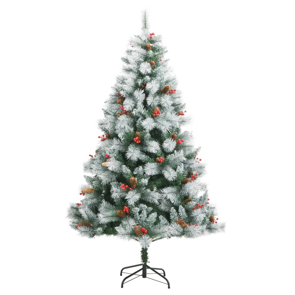 Vidaxl kunstkerstboom avec charnières pins et baies 240 cm