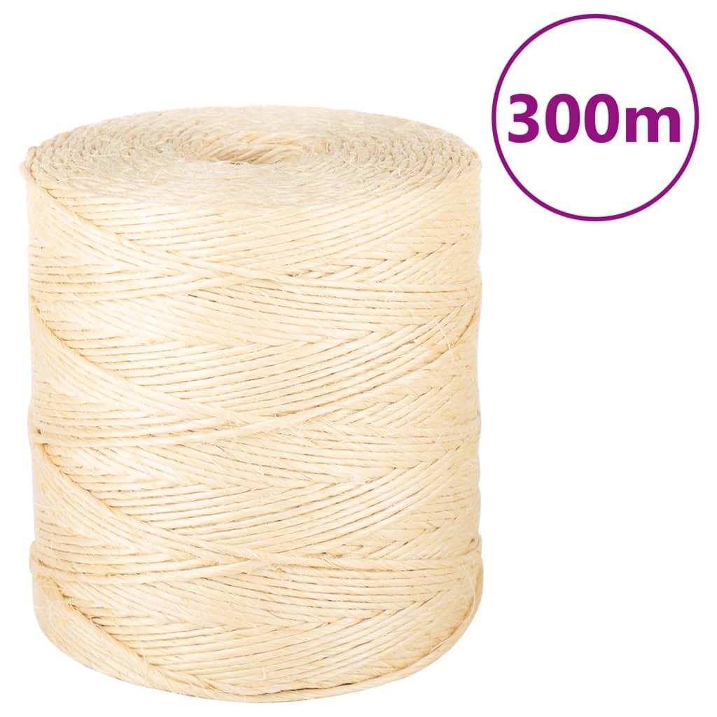 Vidaxl tau 2 mm 300 m 100% sisal