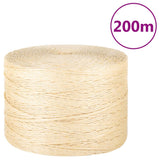 Vidaxl tau 3 mm 200 m 100% sisal