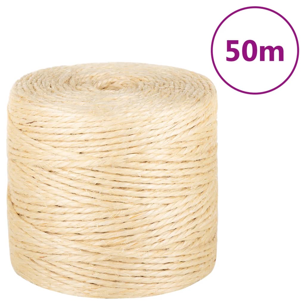 Vidaxl tau 4 mm 50 m 100% sisal