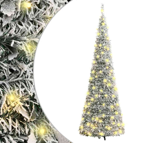 VidaXL Sapin de Noël artificiel pop-up avec neige 200 LED 210 cm