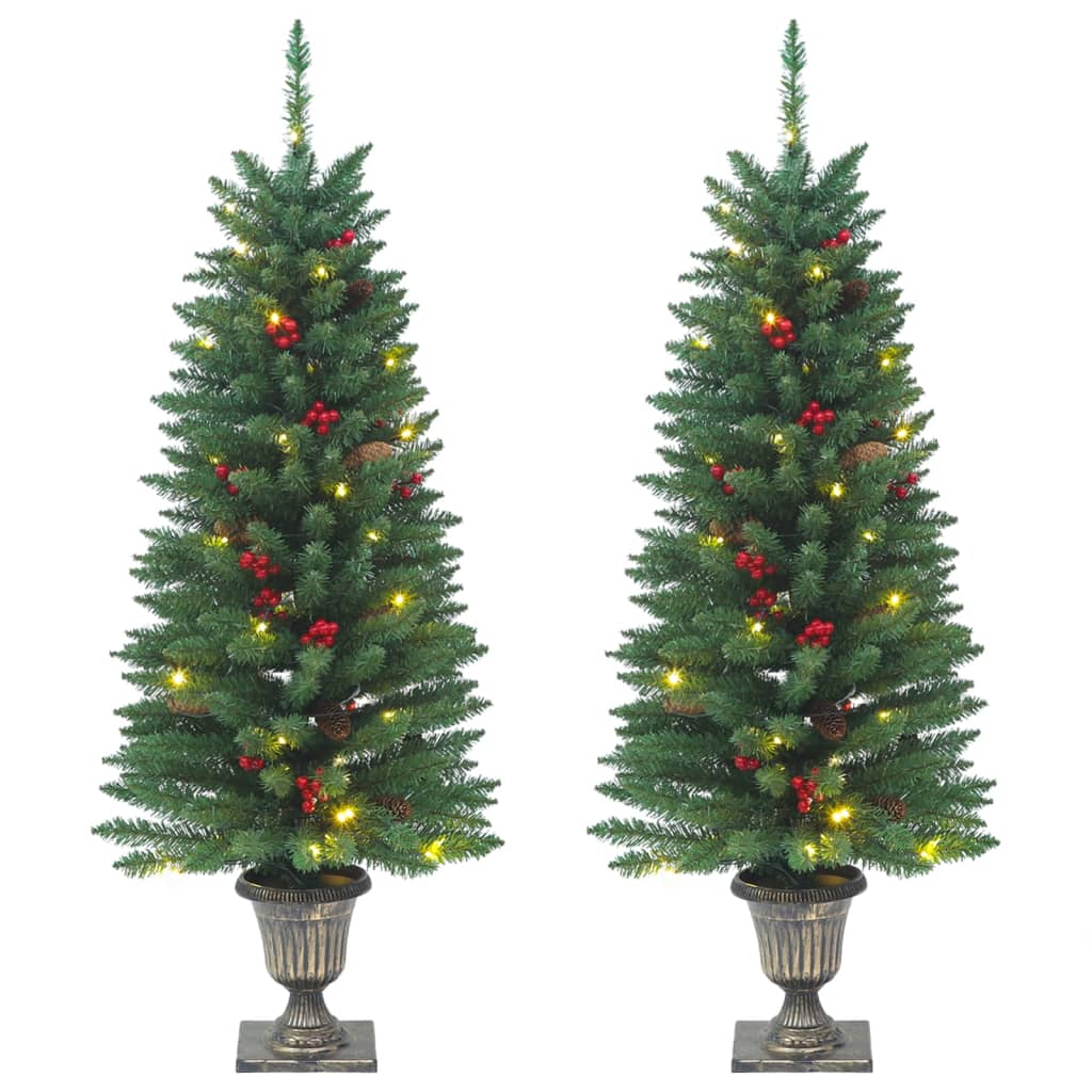 Vidaxl arbres de Noël artificiels 2 st 100 LEDS 120 cm vert