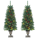 Vidaxl arbres de Noël artificiels 2 st 100 LEDS 120 cm vert