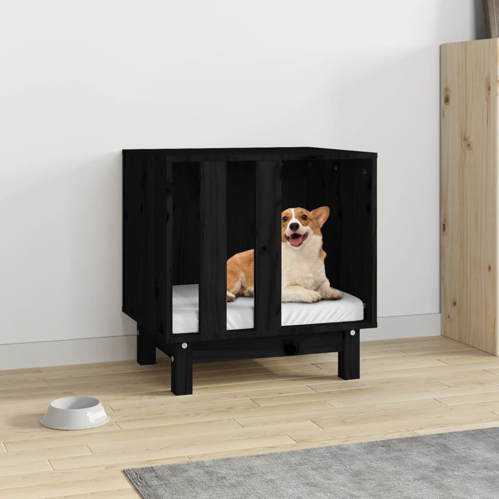 Vidaxl dog loft 50x40x52 cm pino solido nero