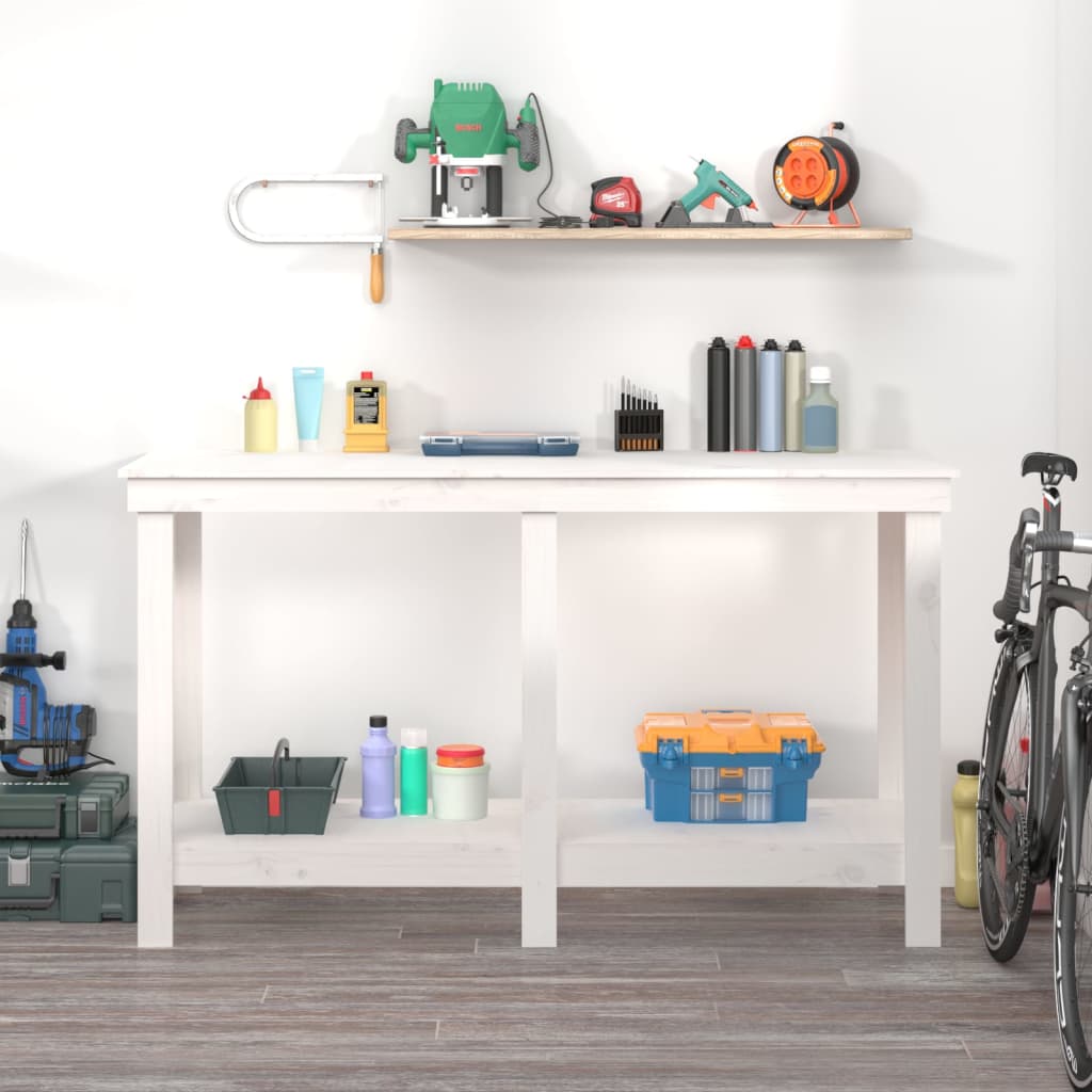 Vidaxl Workbench 140x50x80 cm Solid Pine White