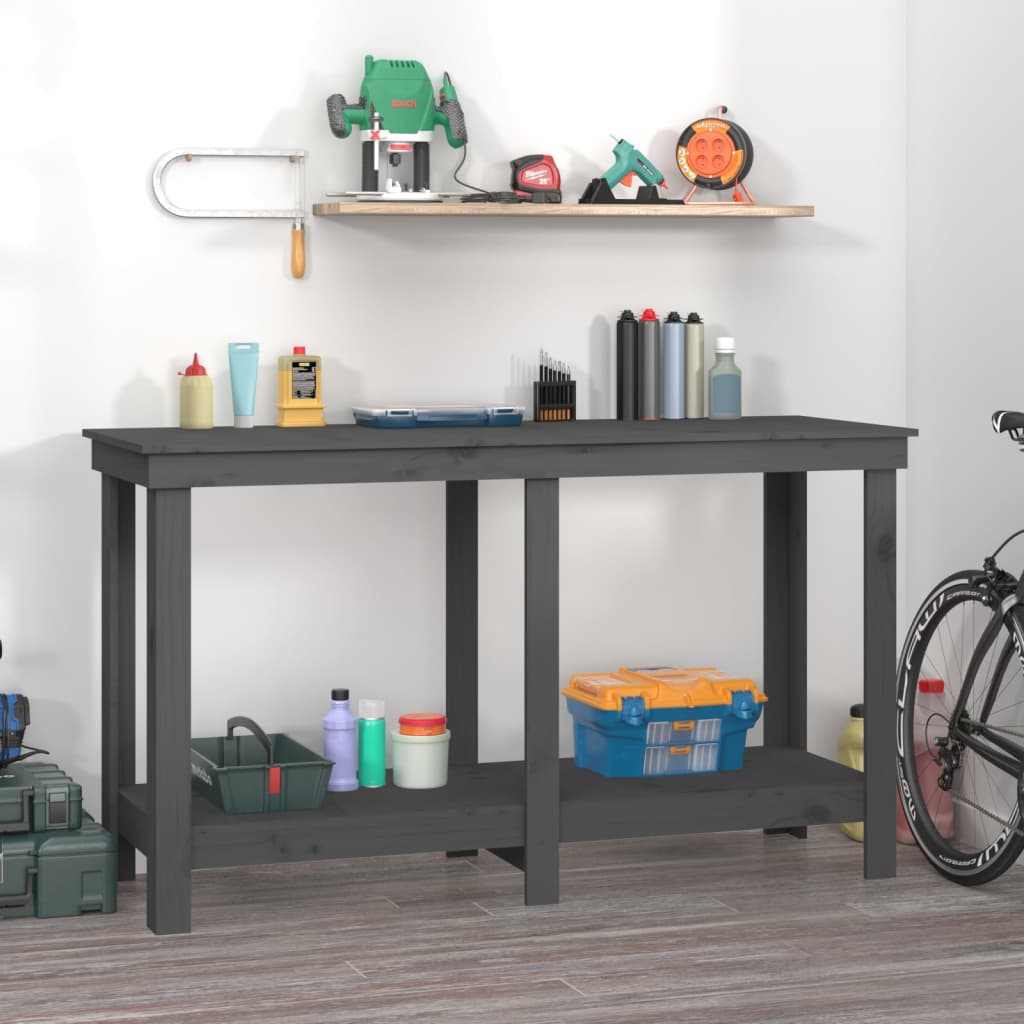 Vidaxl Workbench 140x50x80 cm Solid pine Gray