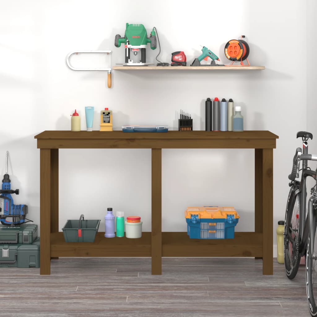 Vidaxl Workbench 140x50x80 cm Solid Pine Honey Brown