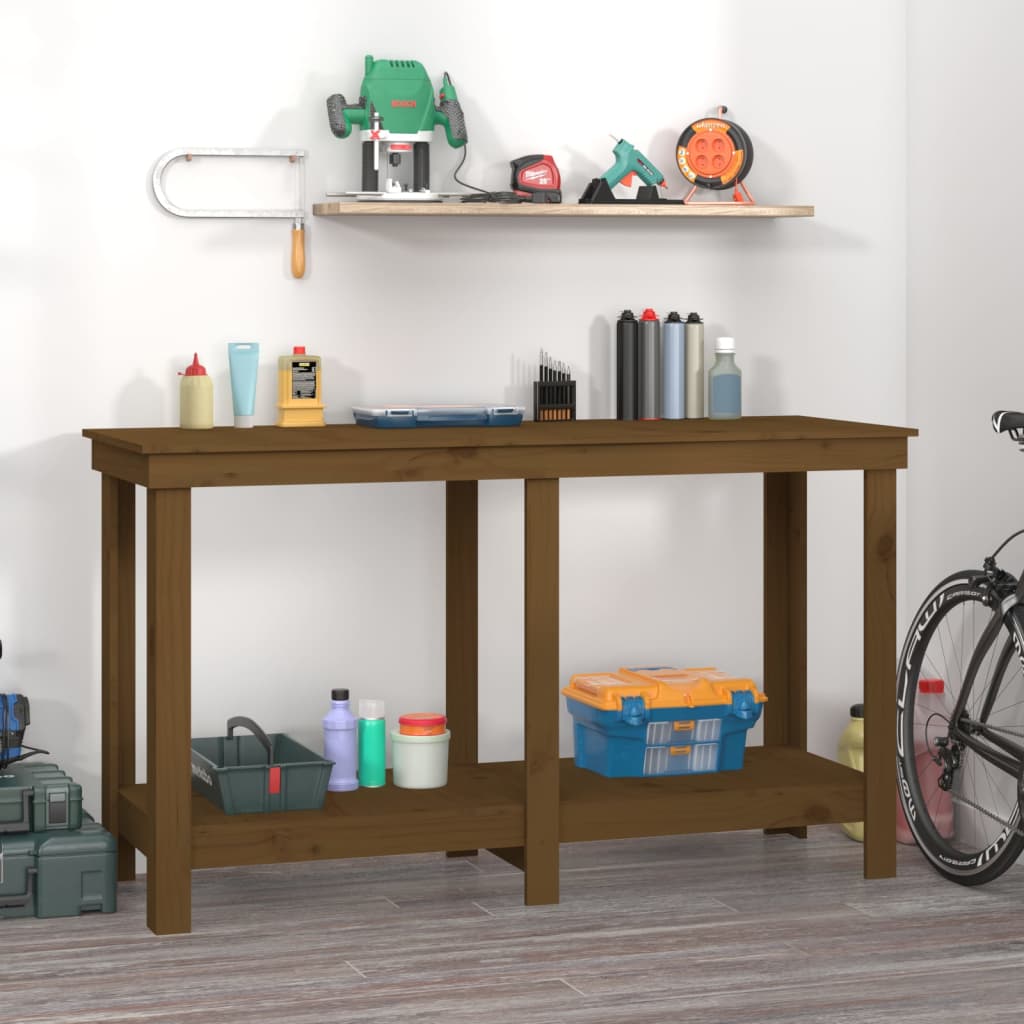 Vidaxl Workbench 140x50x80 cm Solid Pine Honey Brown