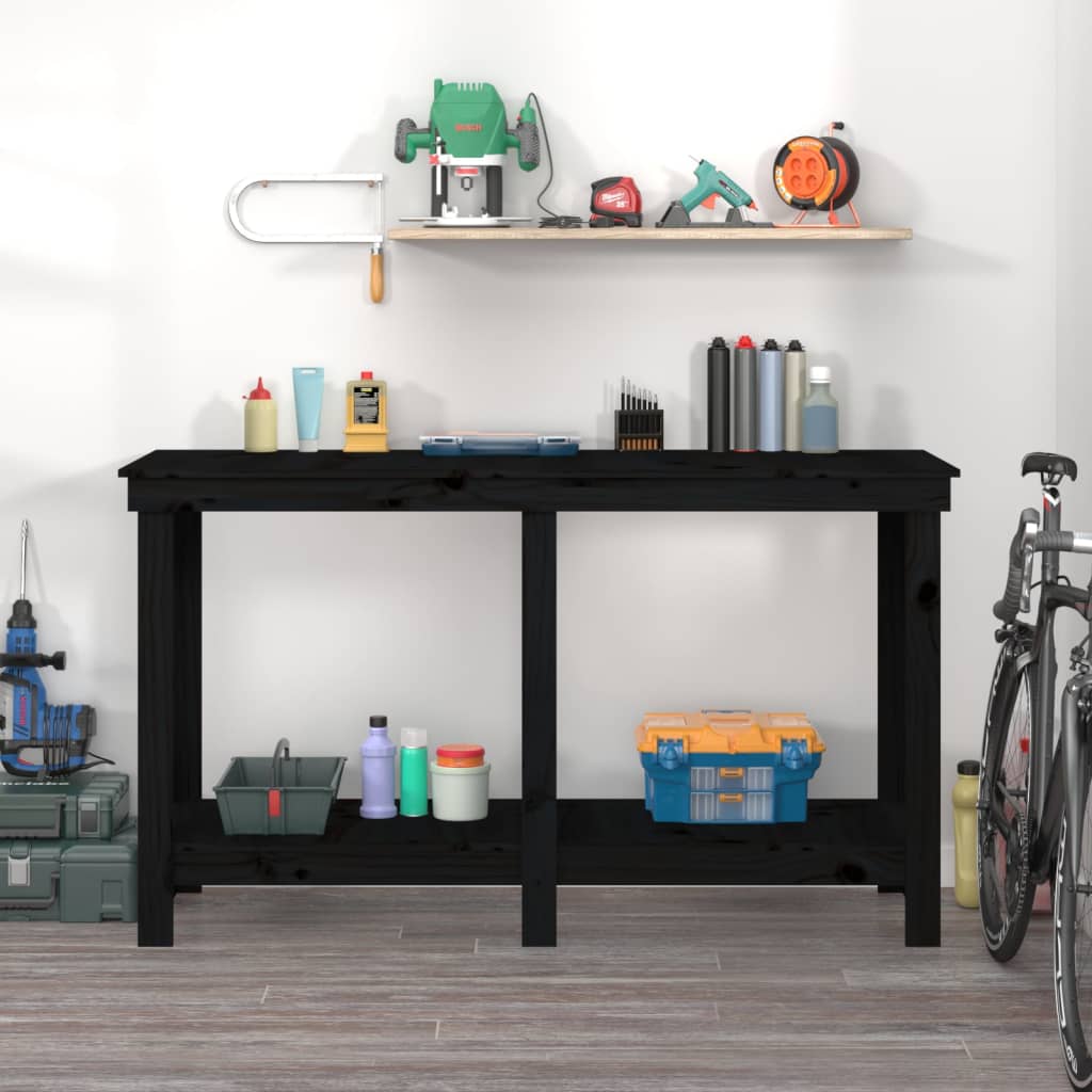 Vidaxx établi 140x50x80 cm bois de pin massif noir