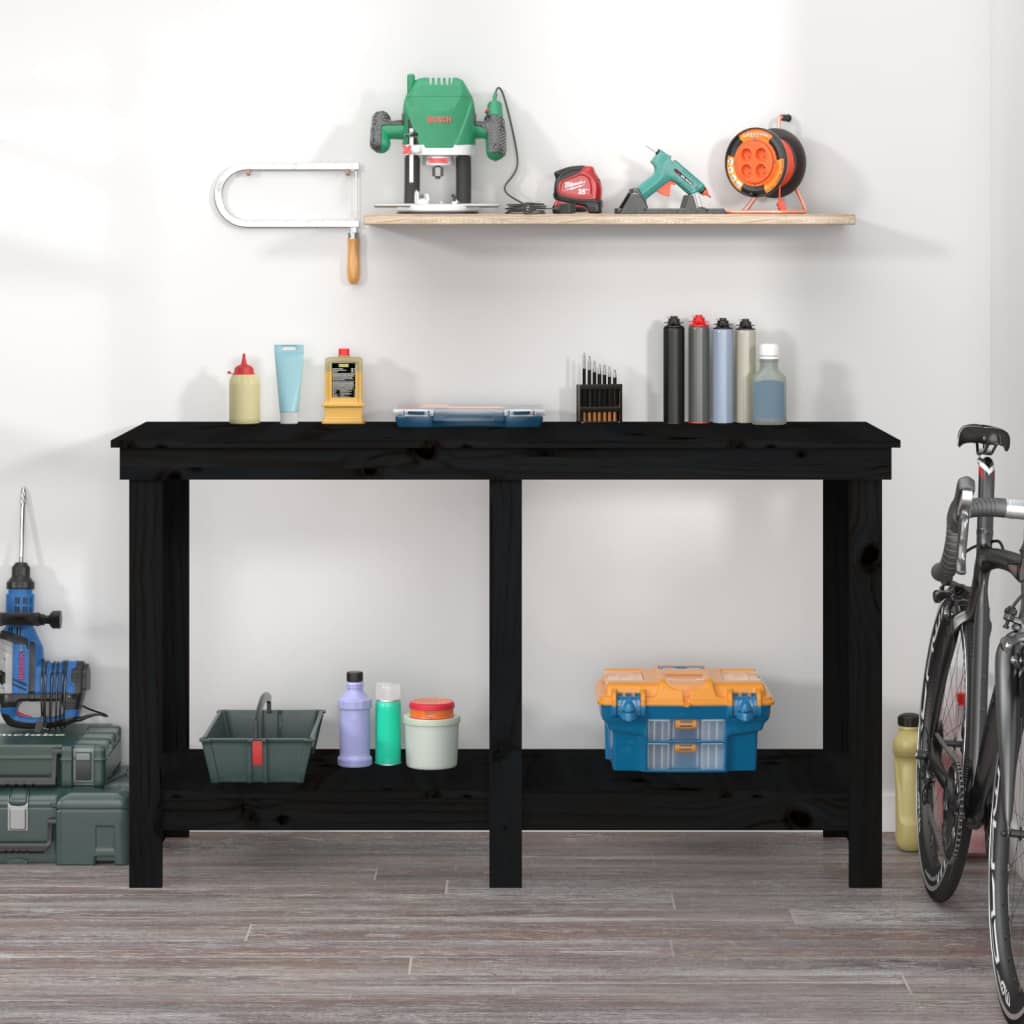 Vidaxl Workbench 140x50x80 cm Solid pine black