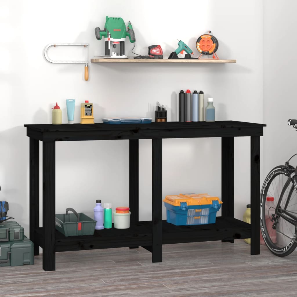 Vidaxx établi 140x50x80 cm bois de pin massif noir