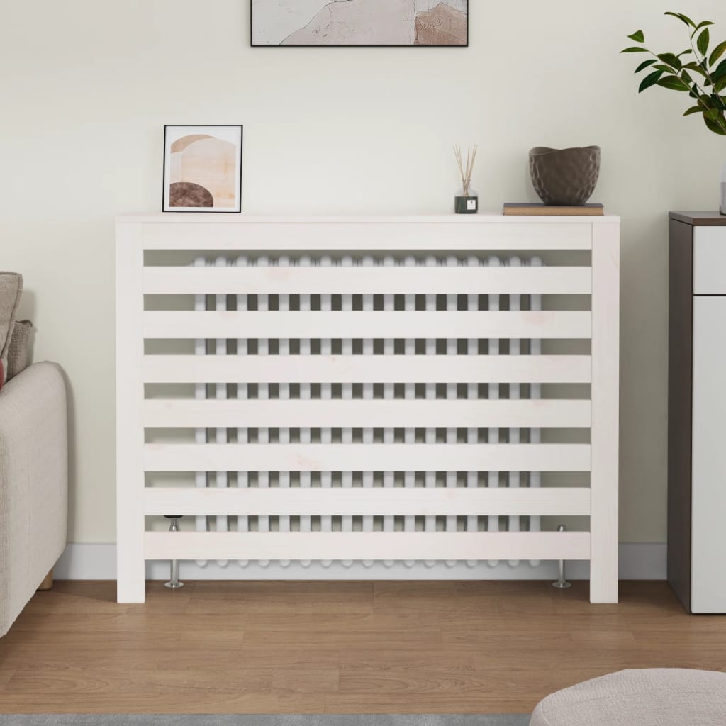 Vidaxl Radiatorom konstruksjon 108,5x19x84 cm Solid furuhvit hvit