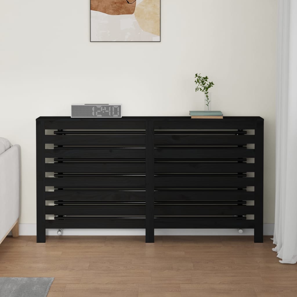 Vidaxl Radiatorom Construction 153x19x84 cm Solid Pine Wood Black