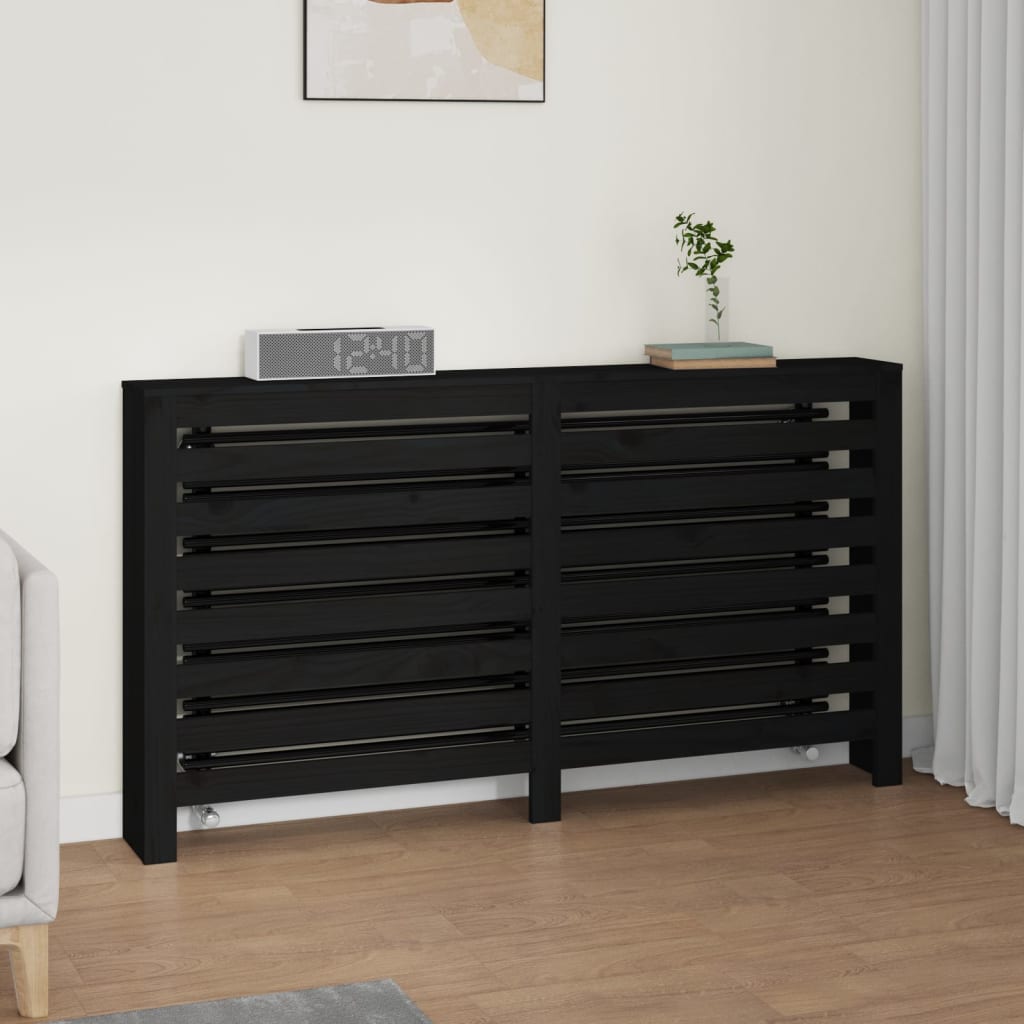 Vidaxl Radiatorom Construction 153x19x84 cm Solid Pine Wood Black